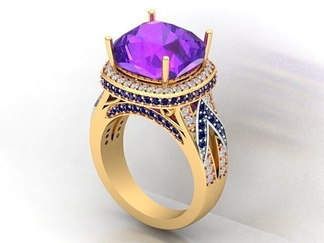 Cushion Stone Wedding Ring 3D print model