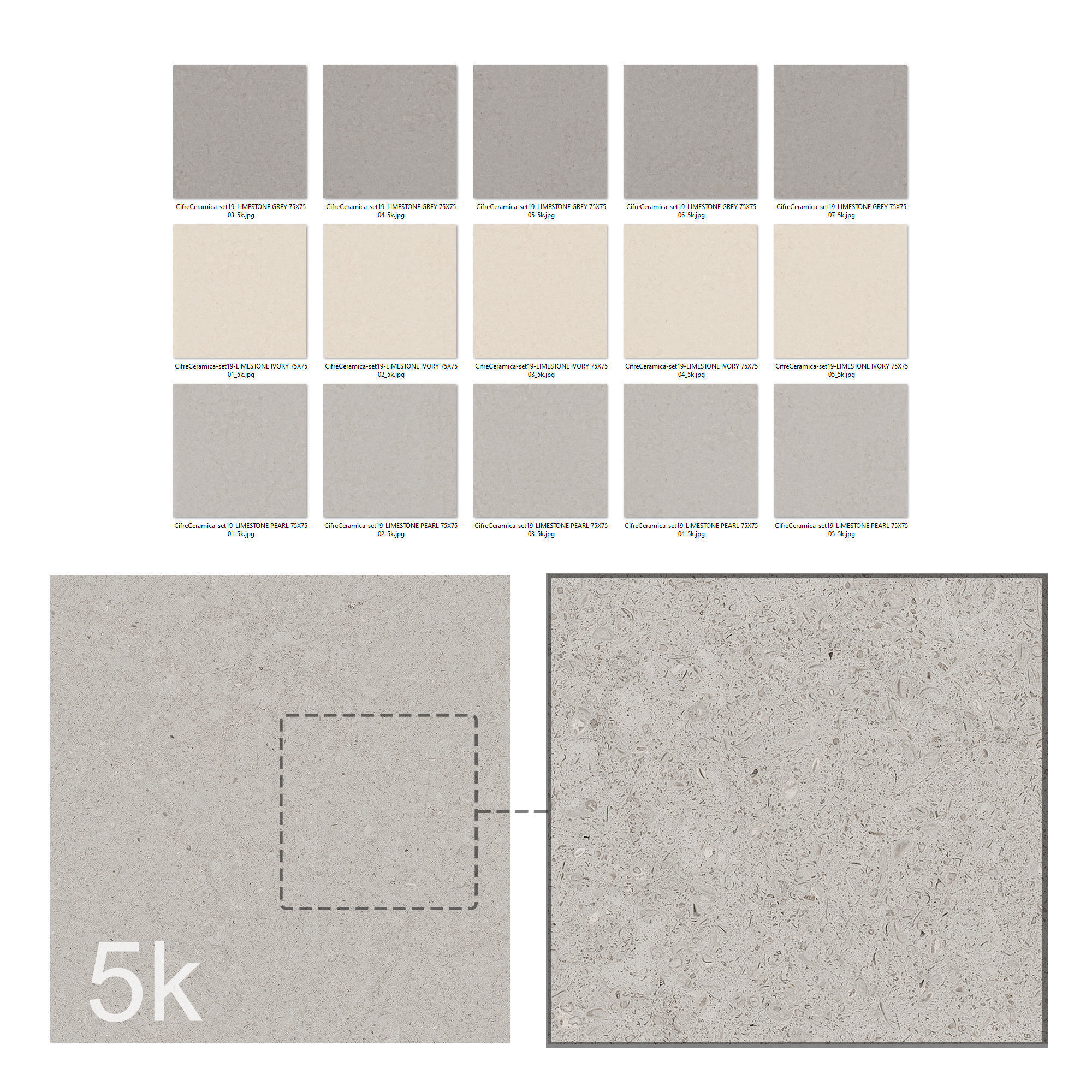 Cifre Ceramica Set 19 - Limestone Bundle - 5k Texture_1