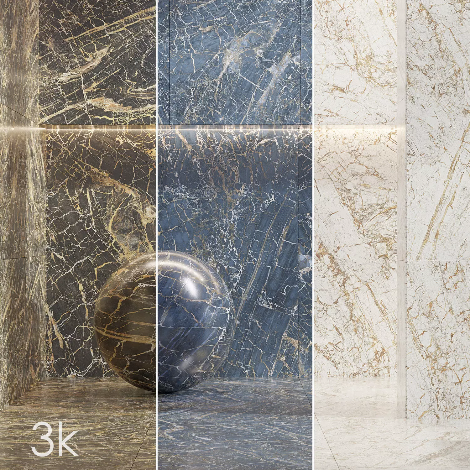 Cifre Ceramica Set 01 - Golden Marble BUNDLE - 4 types Texture