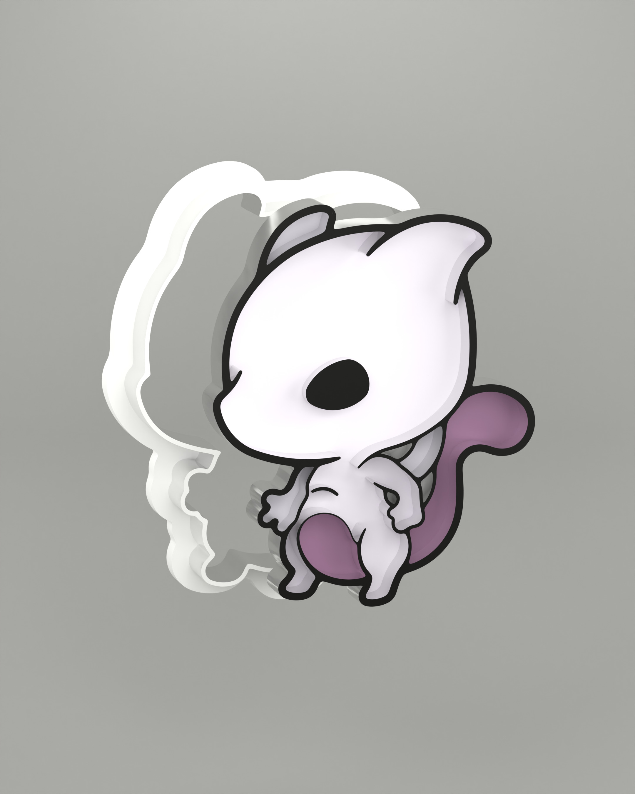 Mewtwo Pokemon Cookie cutter  3D print model_2