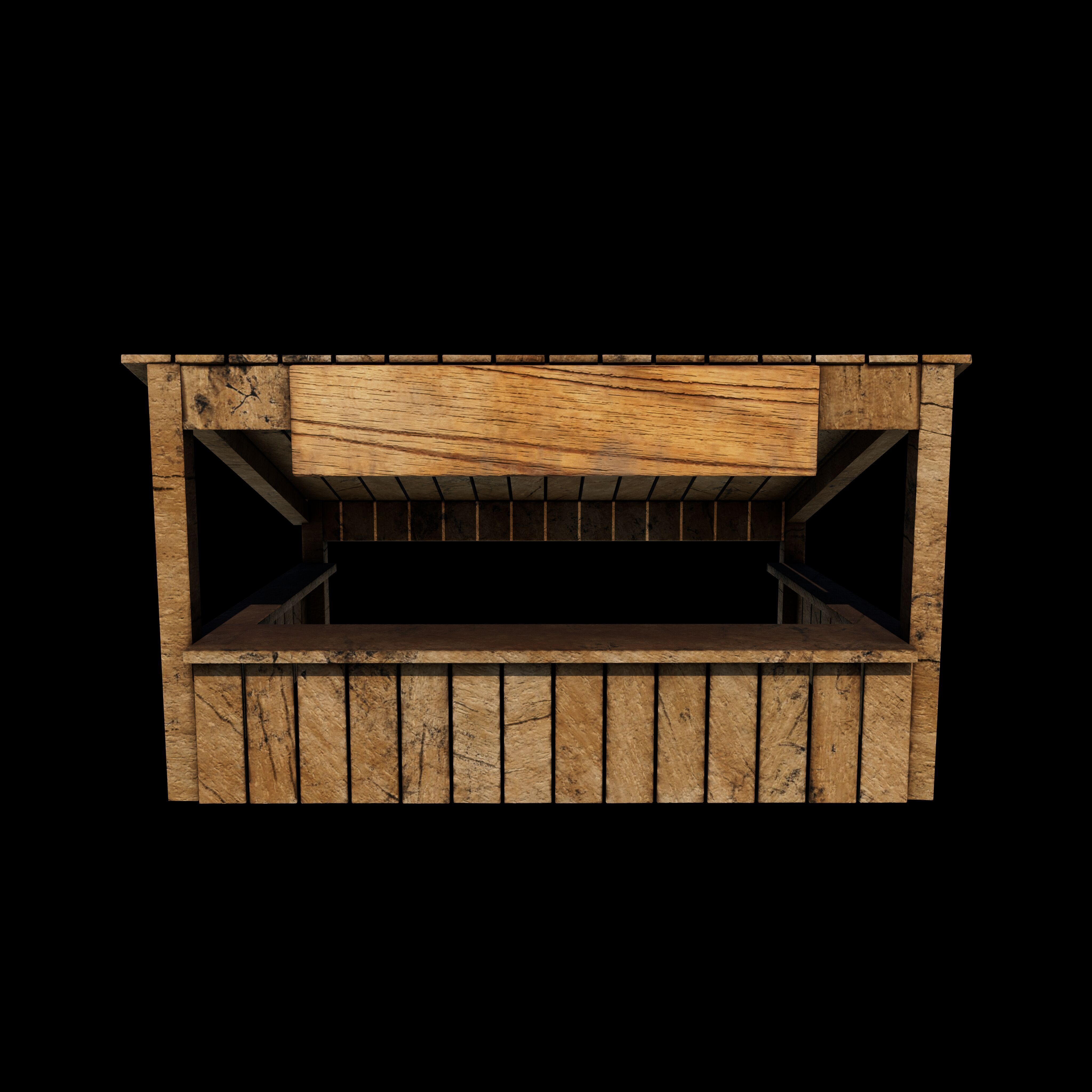 wooden store 3D model_2