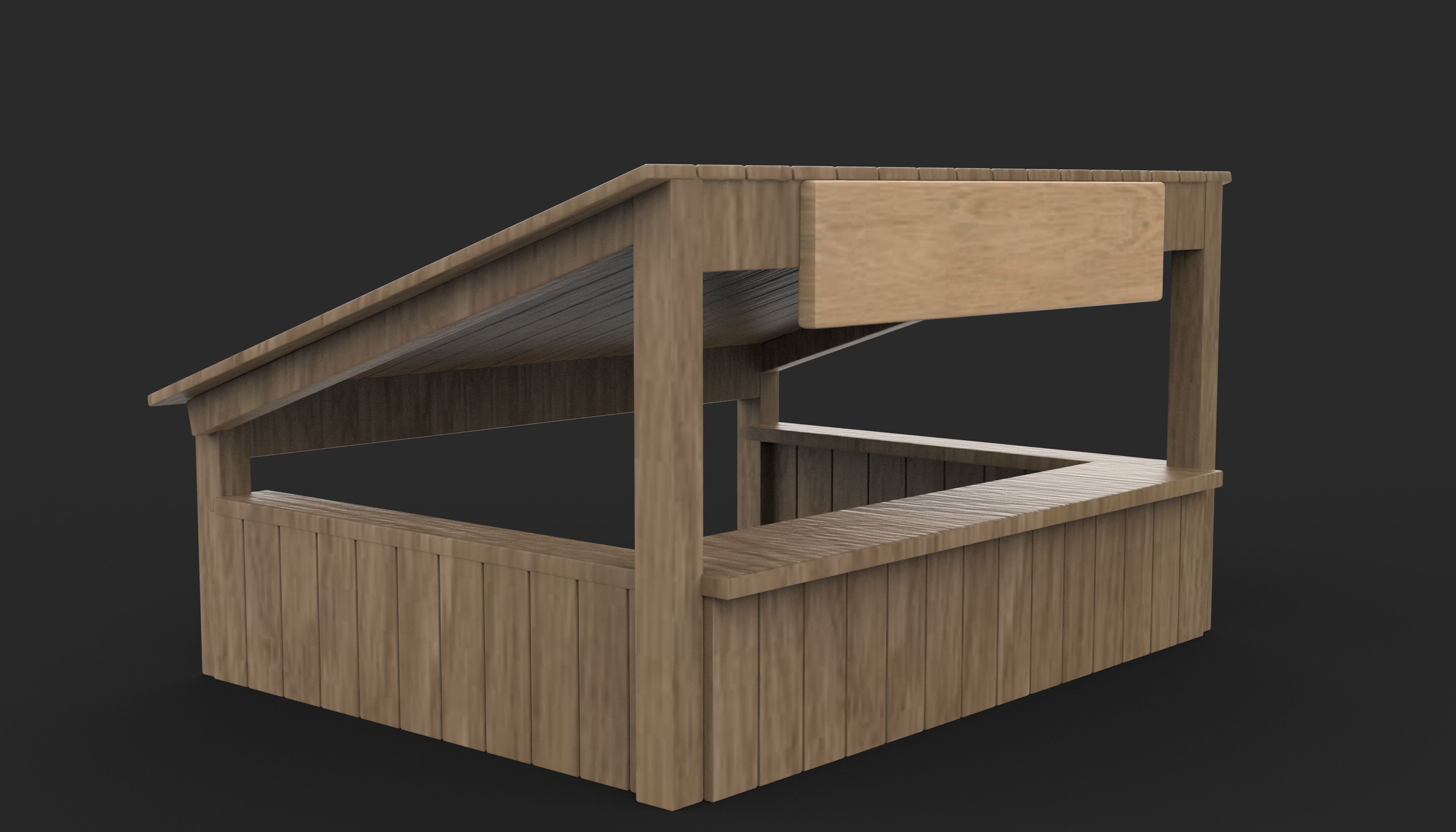 wooden store 3D model_4