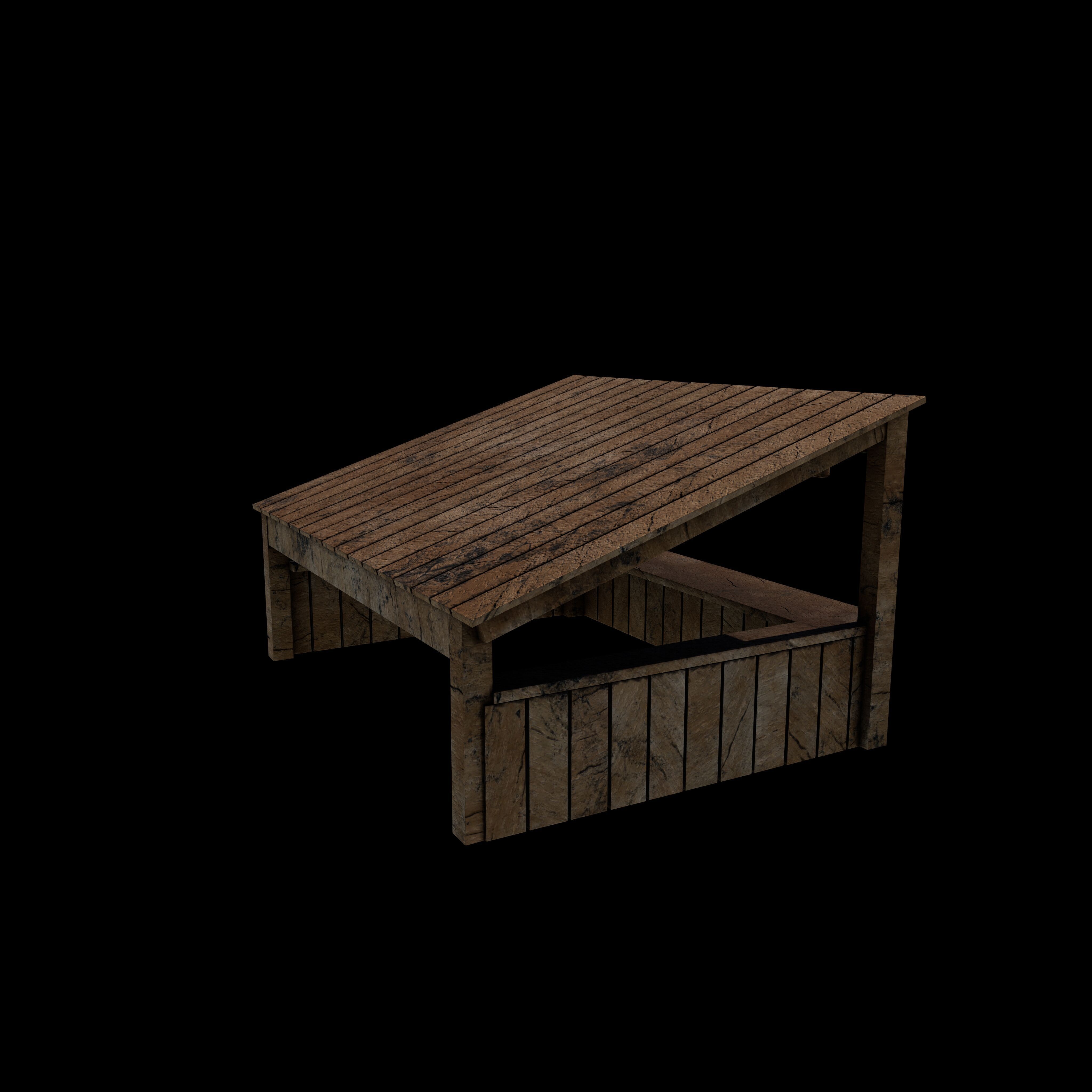 wooden store 3D model_3