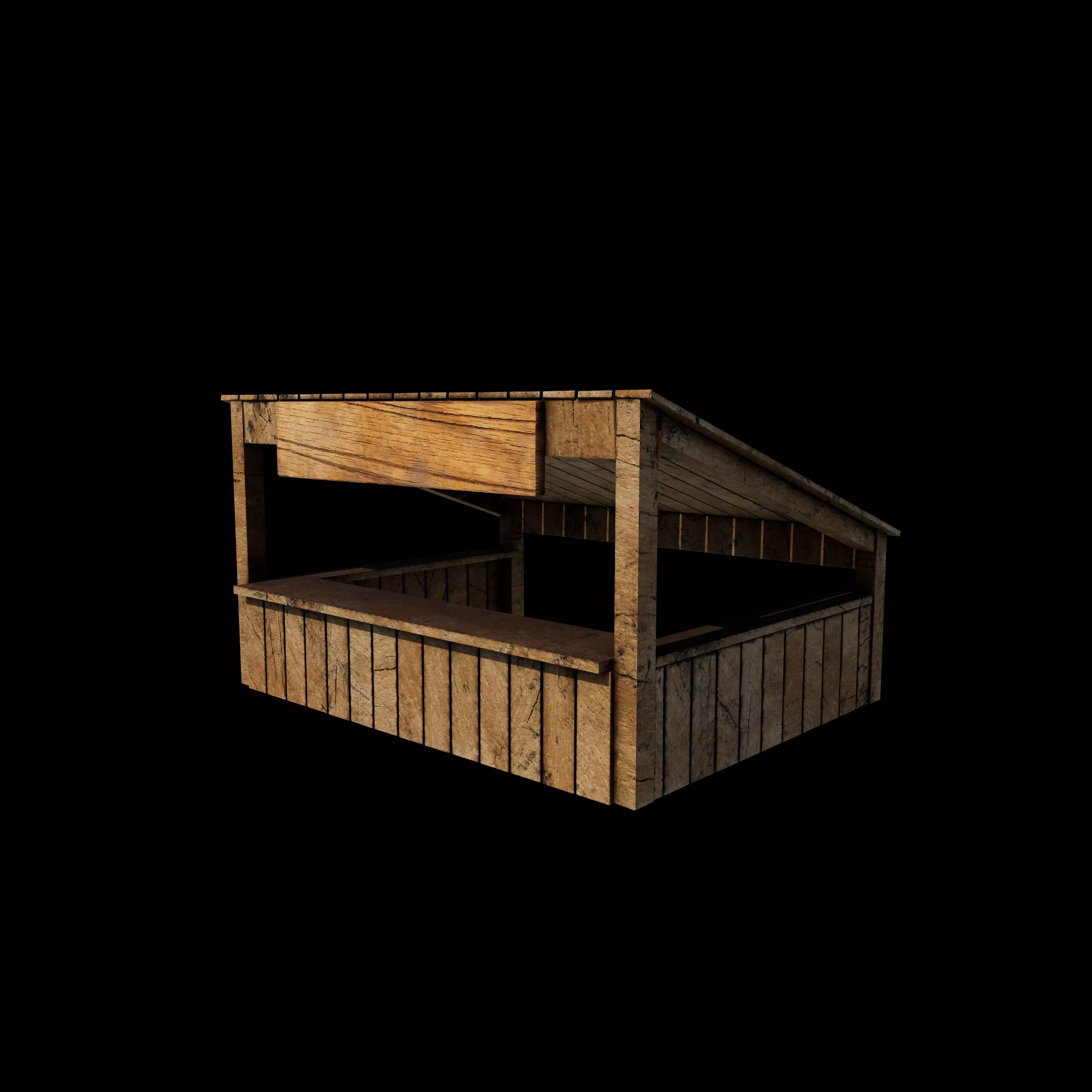 wooden store 3D model_0