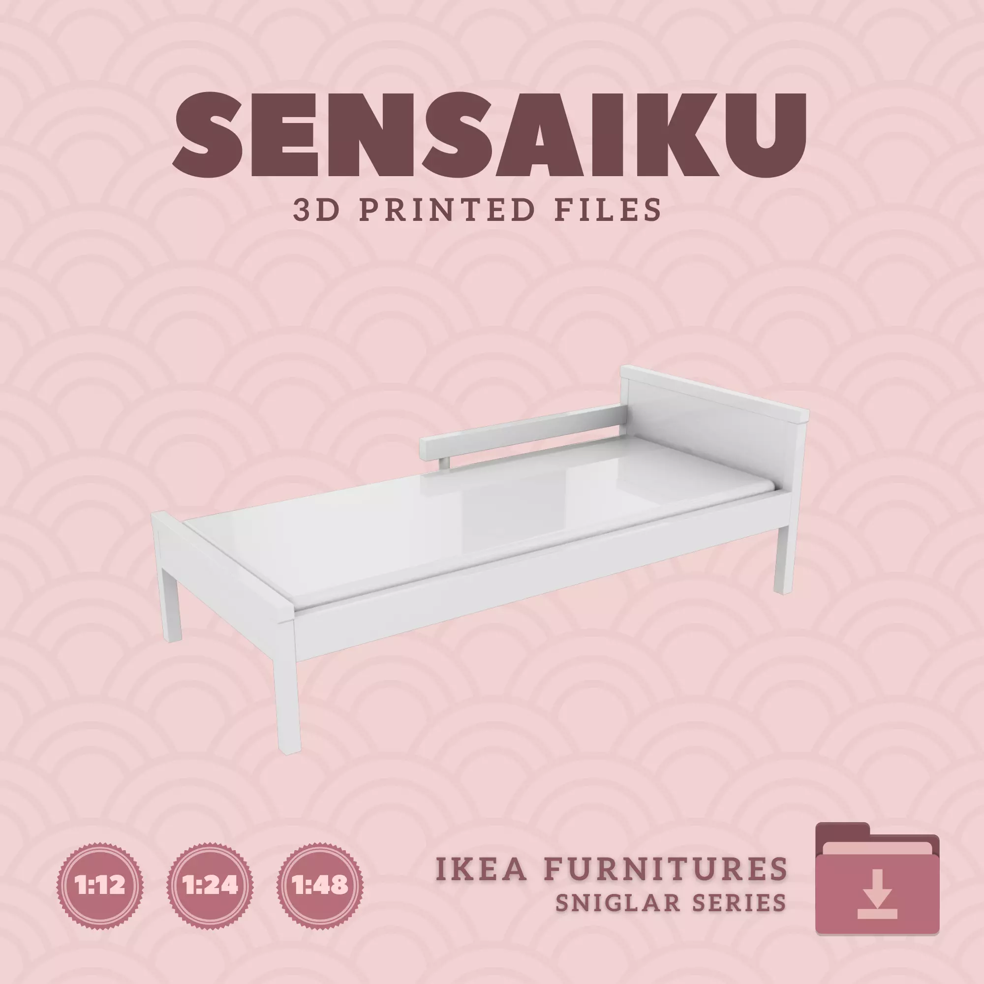 SNIGLAR Bed Frame for Miniature Dollhouse - IKEA - 3D Print 3D print model