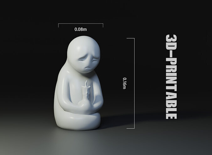 minimal sad miniature statue candle Free 3D print model