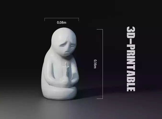 minimal sad miniature statue candle