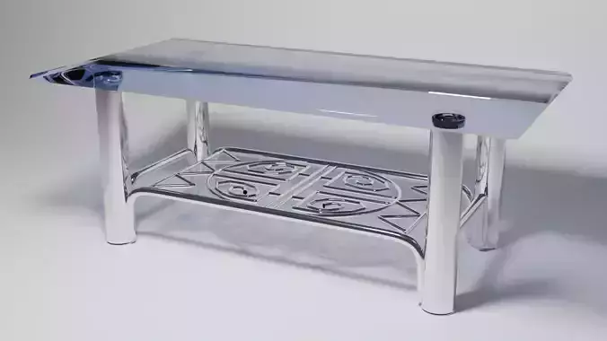 Modern Glass and Chrome Coffee Table 3D Model