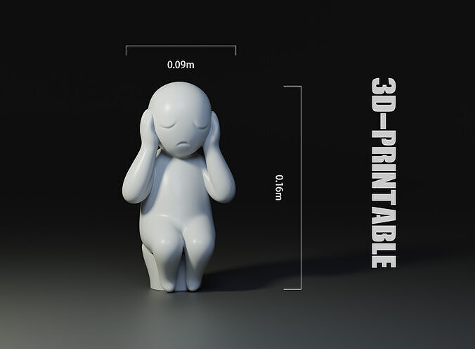 minimal sad miniature statue Silence Free 3D print model