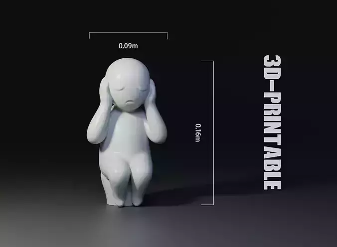 minimal sad miniature statue Silence