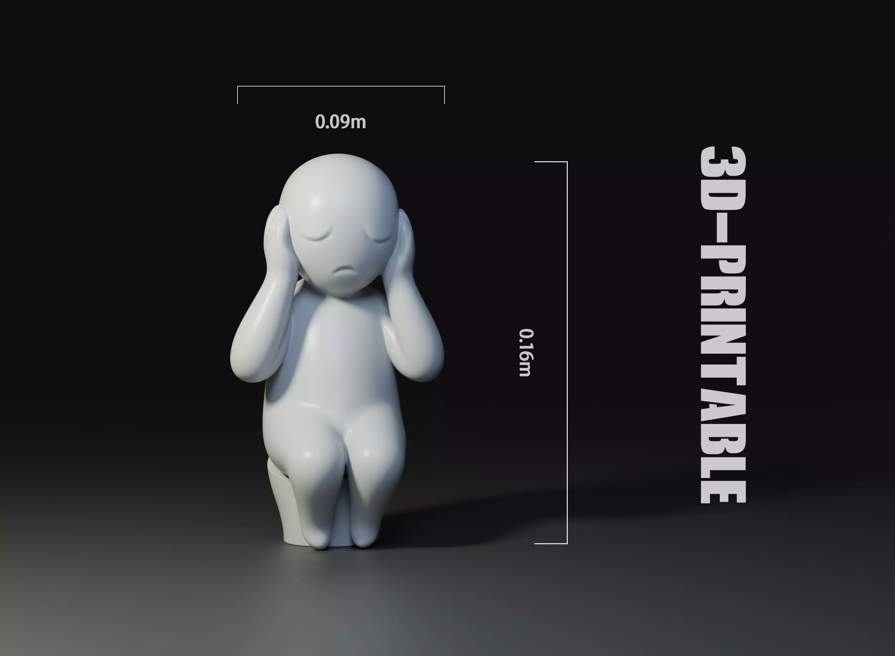minimal sad miniature statue Silence Free 3D print model