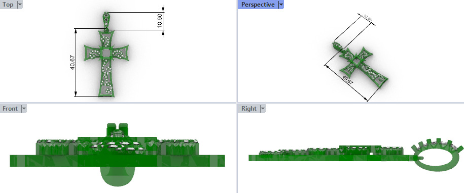Scroll Design Diamond Cross Pendant  3D print model_27