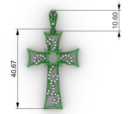 Scroll Design Diamond Cross Pendant  3D print model_26