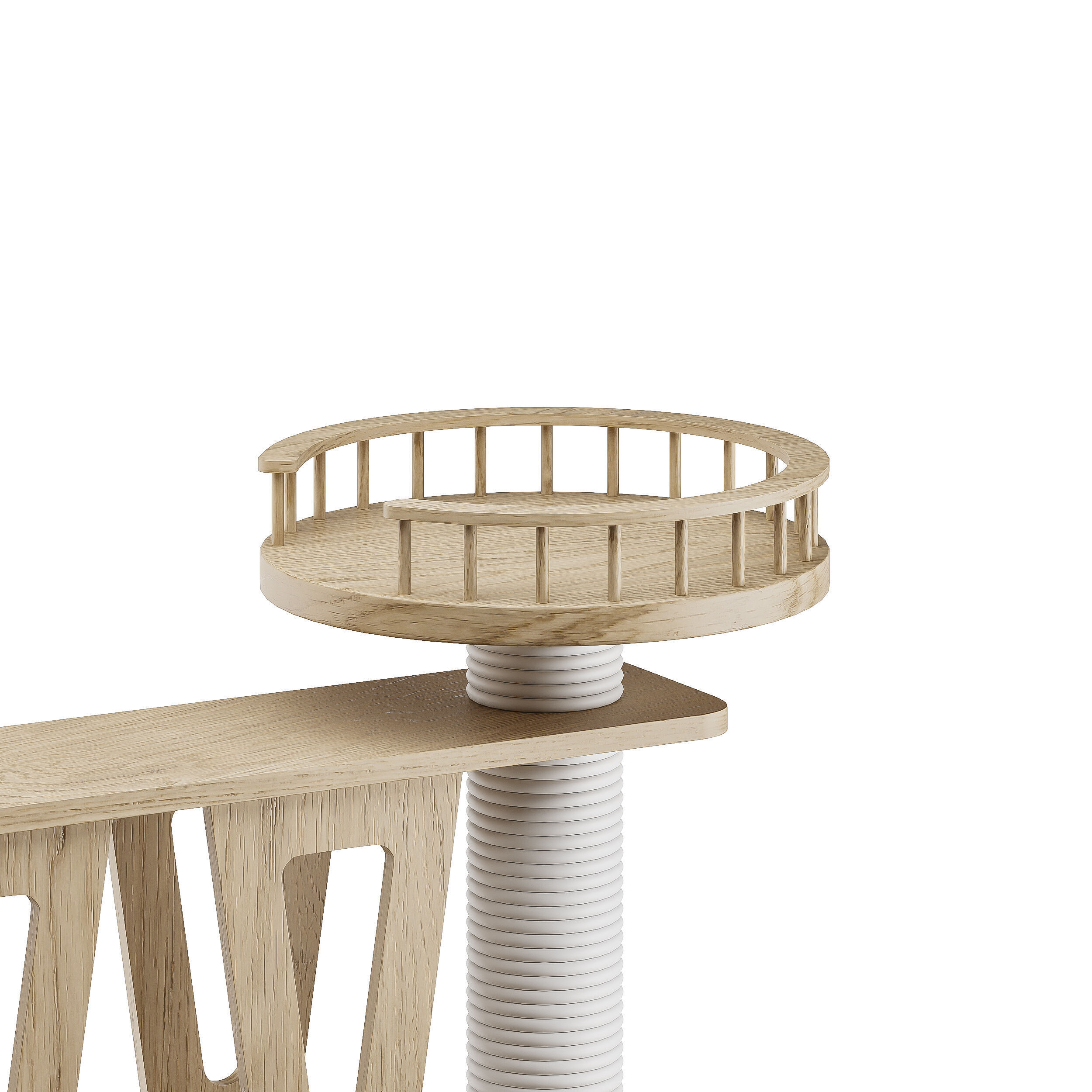 Wooden Cat Litter Box Frame with Integrated Luxury Play Area 3D model_9