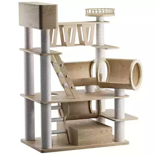 Wooden Cat Litter Box Frame with Integrated Luxury Play Area