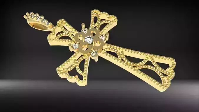 Diamond Milgrain Cross Pendant