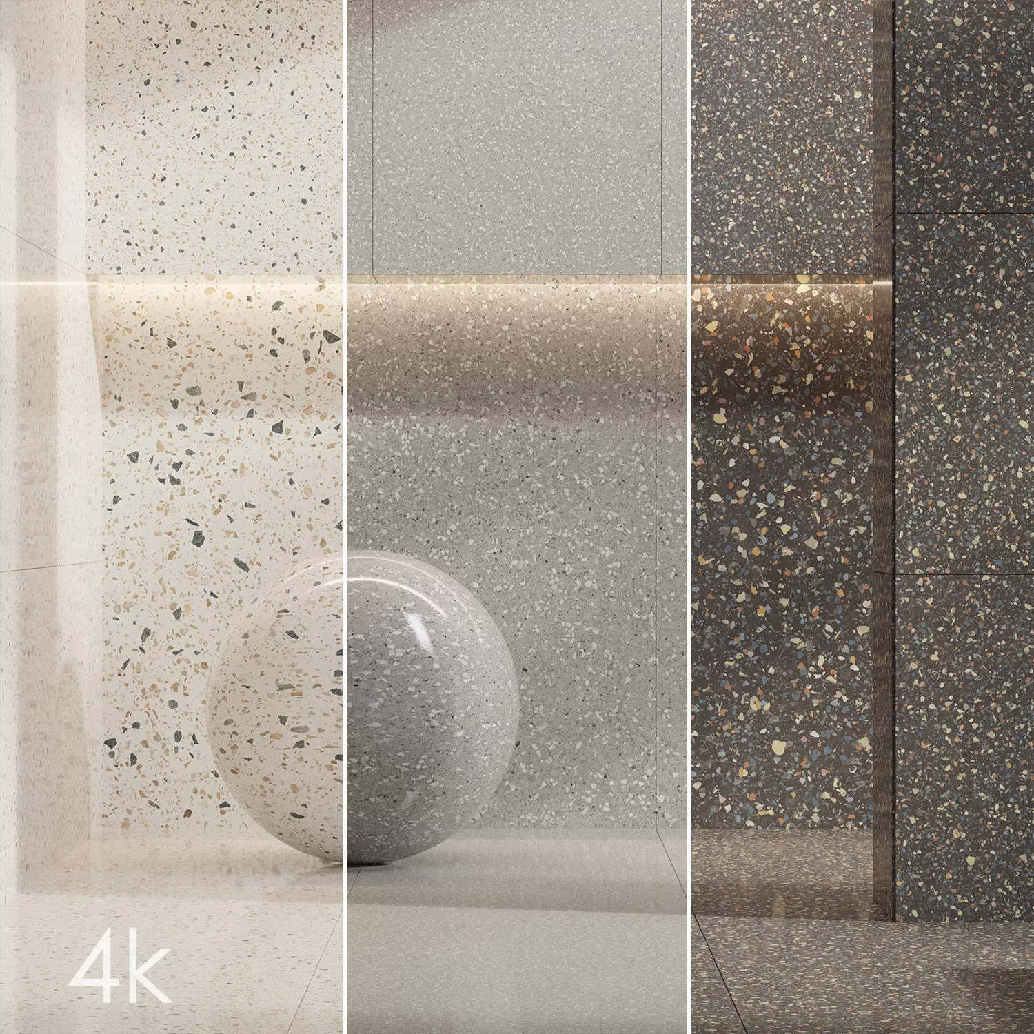 Marble set 17 - Terrazzo Bundle - 3 types - 4k Texture