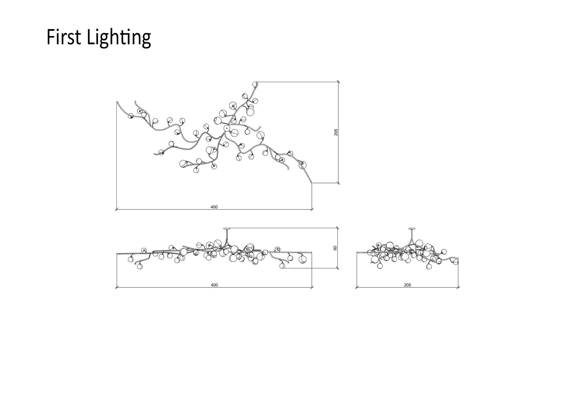 Luxury Blossom Branch Pearl Chandelier Set Interior Decoration   3D model_4