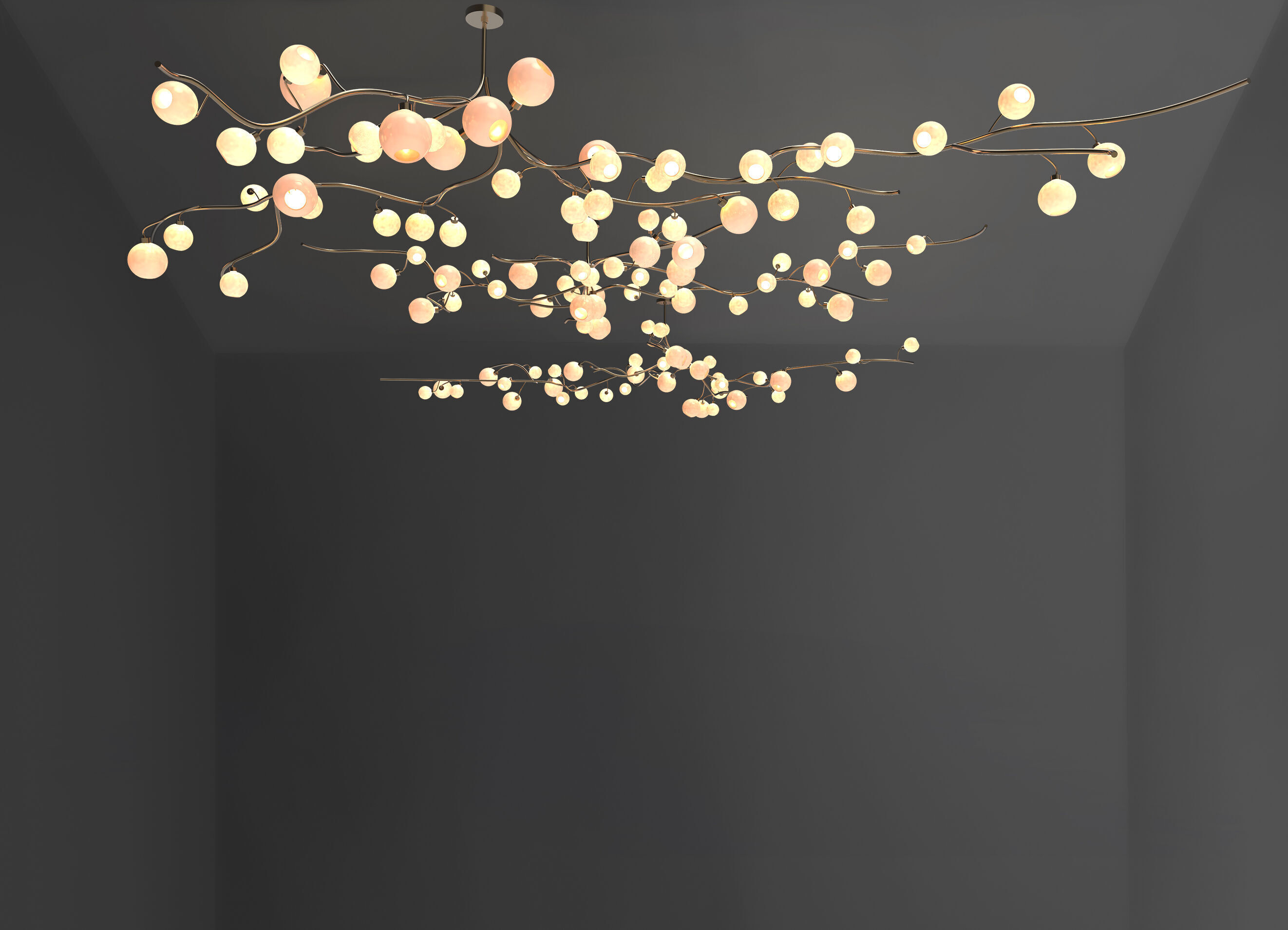 Luxury Blossom Branch Pearl Chandelier Set Interior Decoration   3D model_2