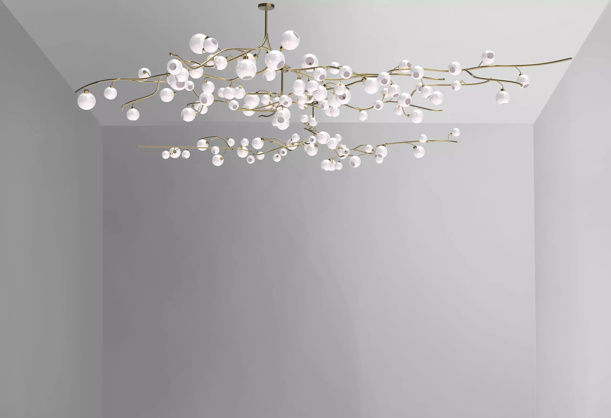Luxury Blossom Branch Pearl Chandelier Set Interior Decoration   3D model_0