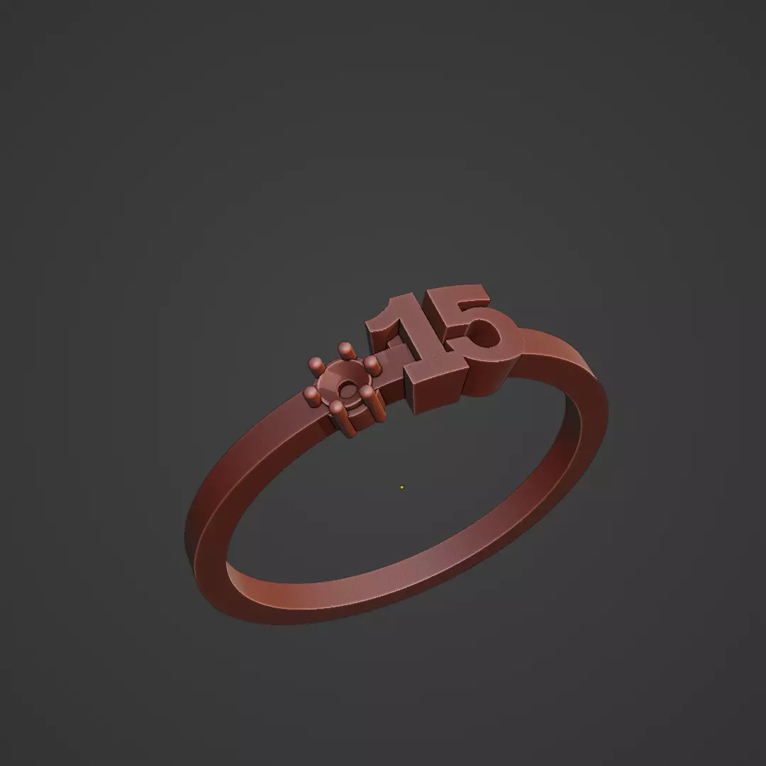 Anillo quinceanos con piedra 3D print model