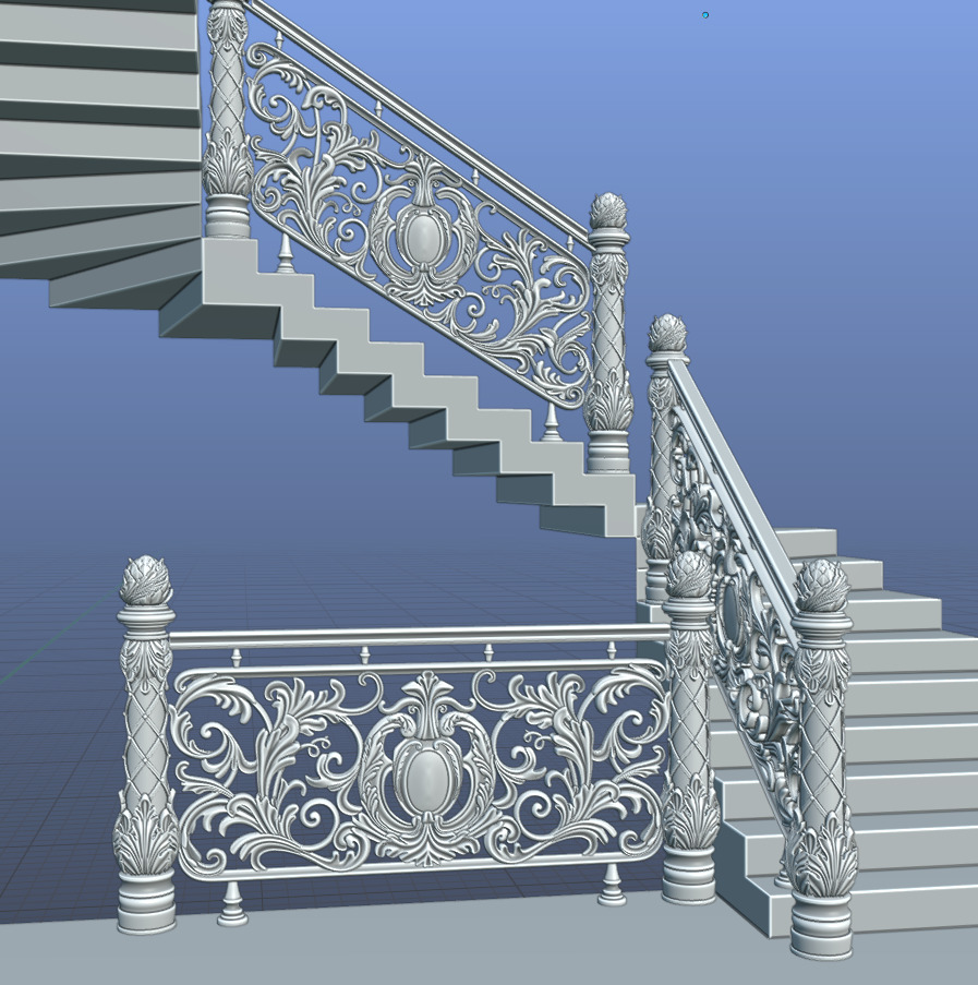 Staircase railings 3 Low-poly 3D model_7