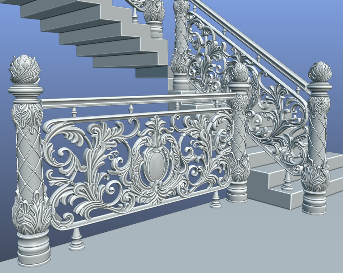 Staircase railings 3 Low-poly 3D model_9