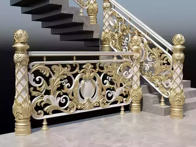 Staircase railings 3 Low-poly 3D model