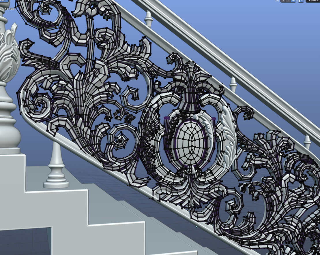 Staircase railings 3 Low-poly 3D model_8