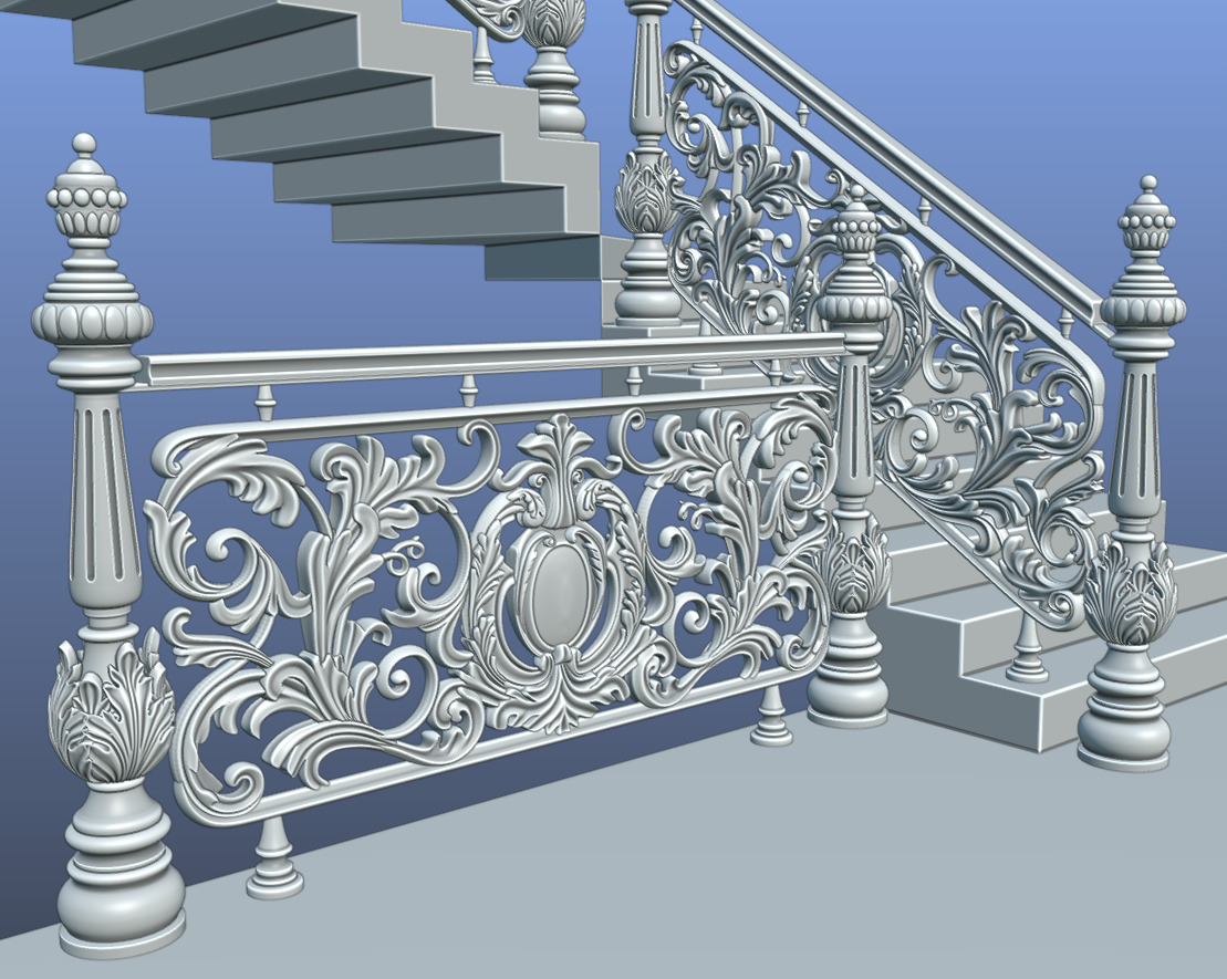 Staircase railings 3 Low-poly 3D model_10