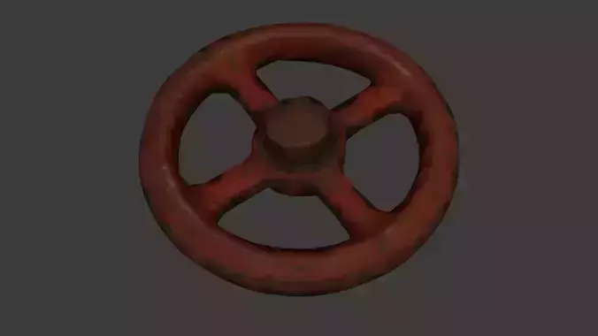 Rusty Red Valve Wheel Industrial Horror Game Prop