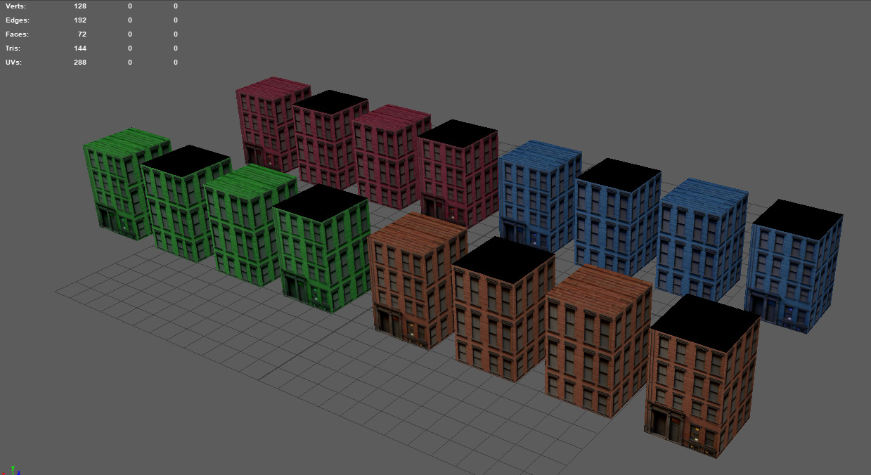 Building Color Variation Low-poly 3D model_1