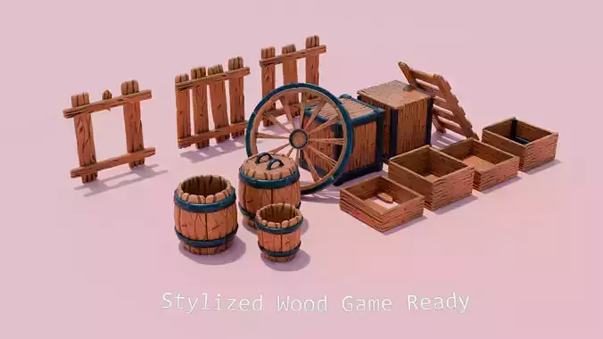 Stylized wood asset game ready