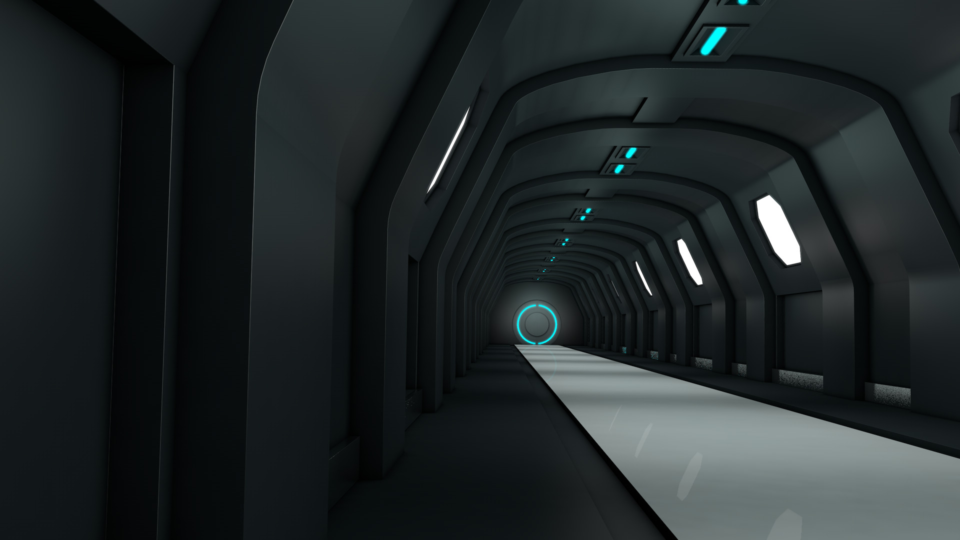 Sci Fi Tunnel Low-poly 3D model_7