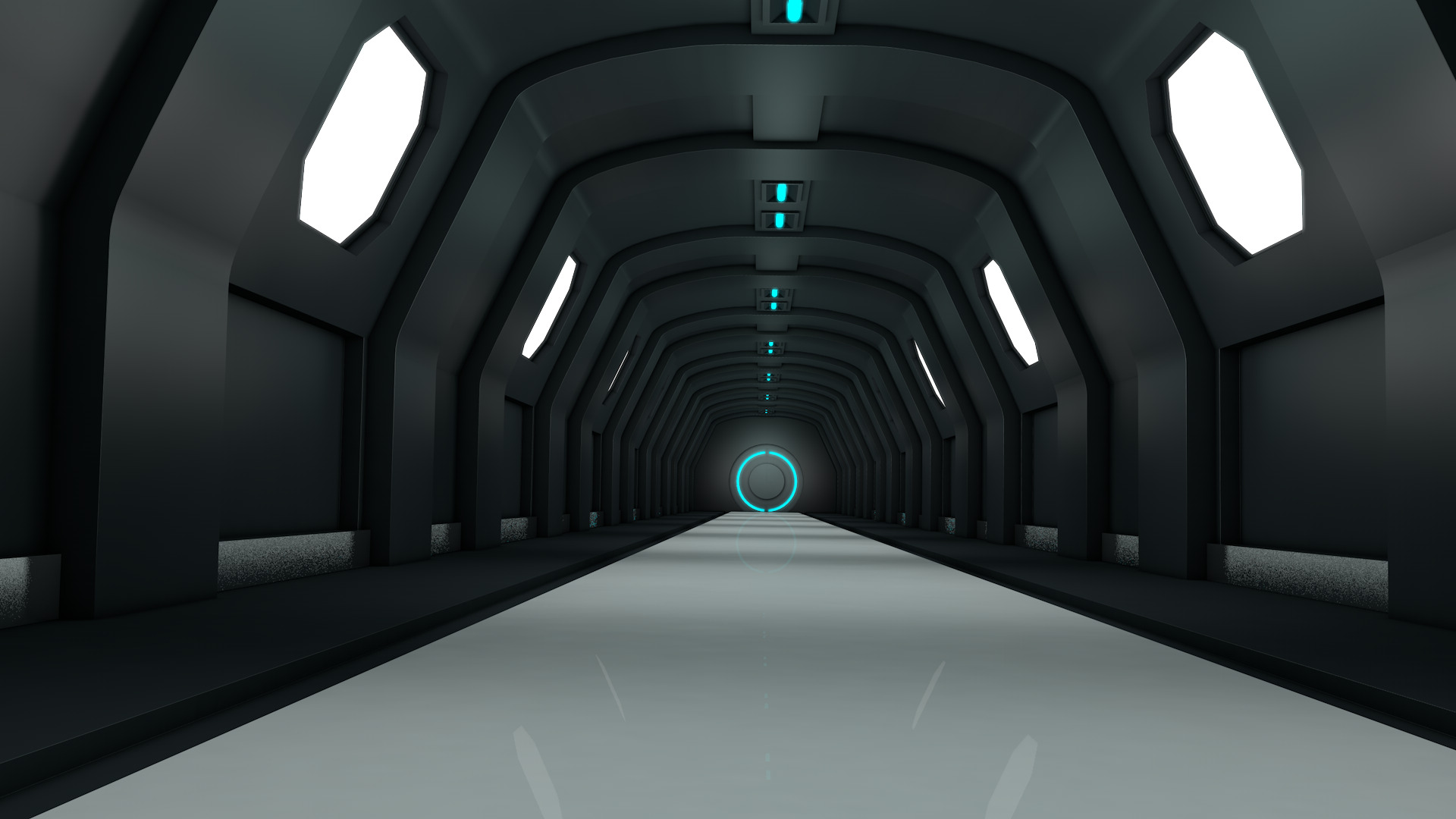 Sci Fi Tunnel Low-poly 3D model_6