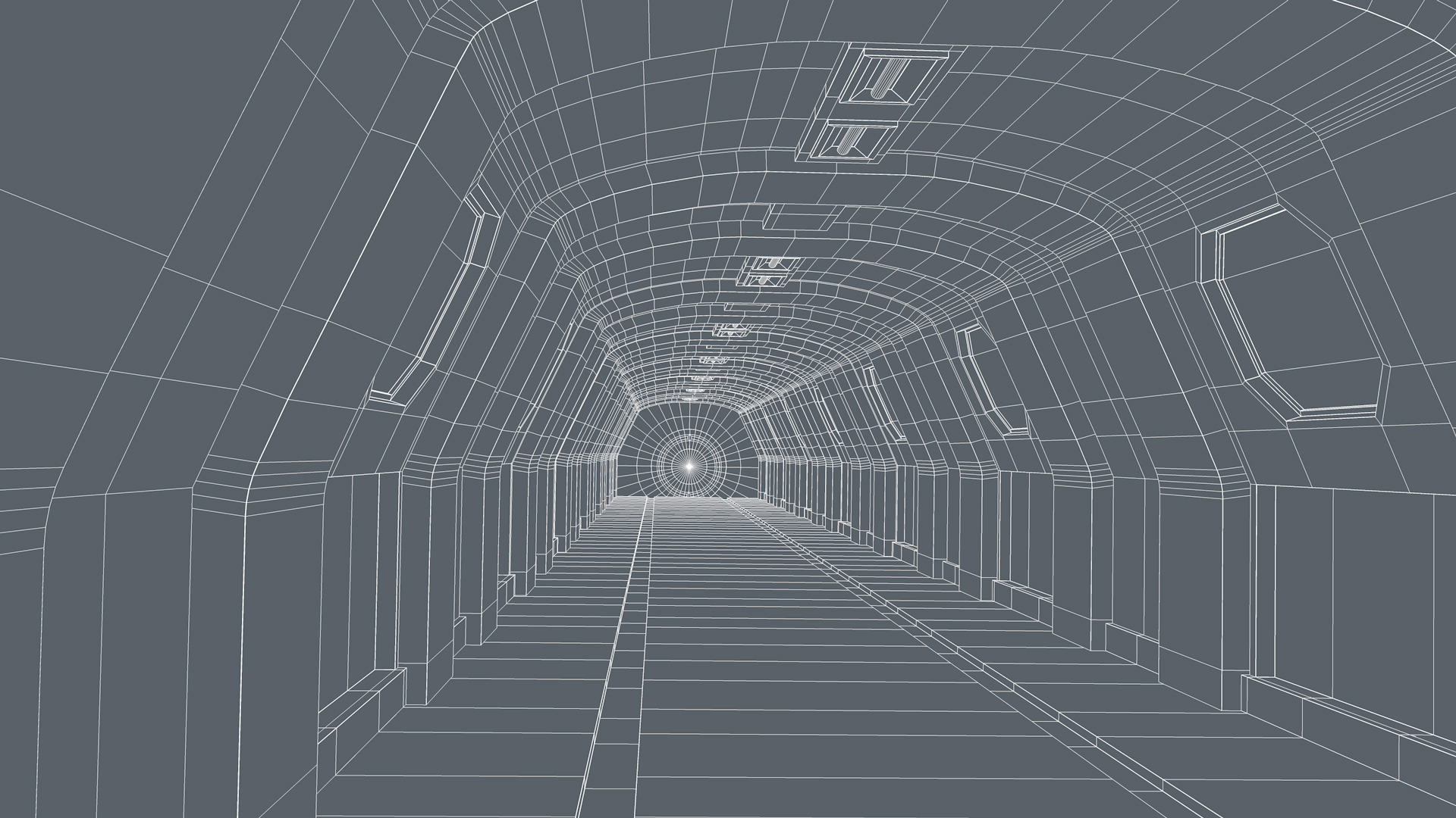Sci Fi Tunnel Low-poly 3D model_11