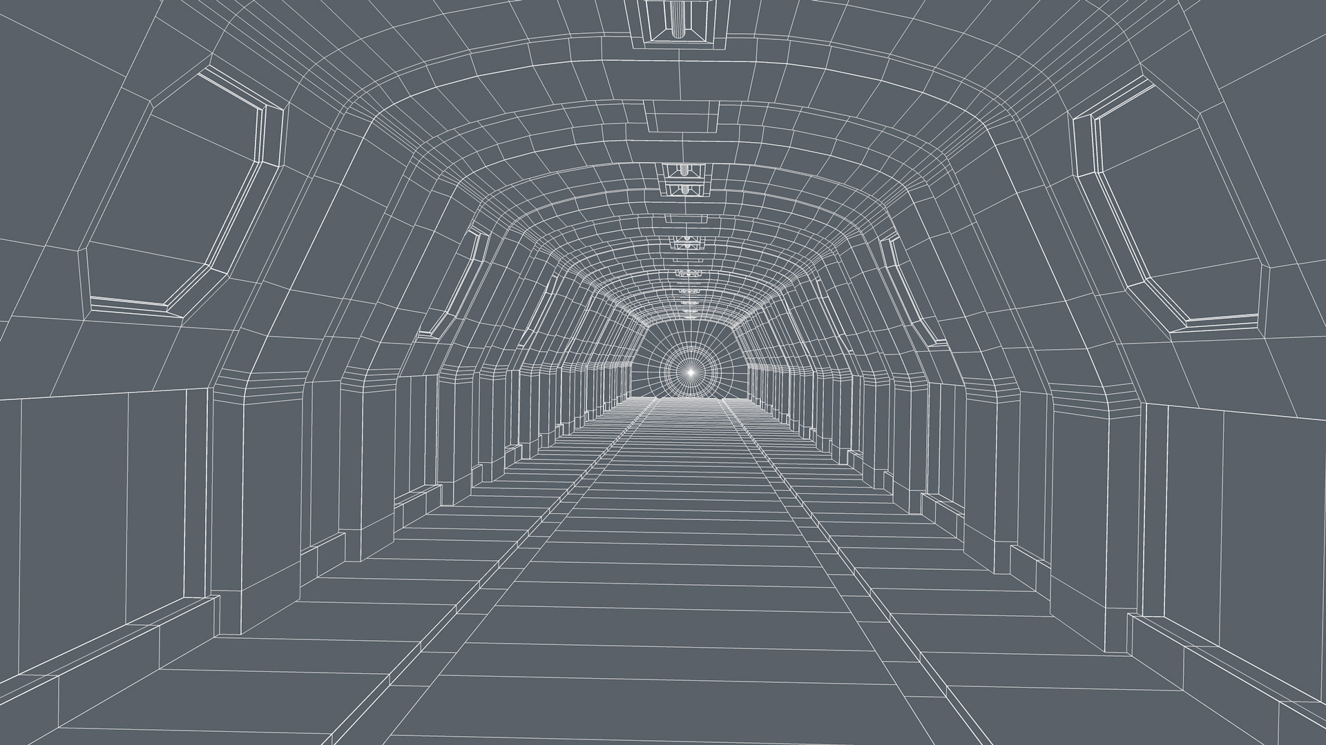 Sci Fi Tunnel Low-poly 3D model_8