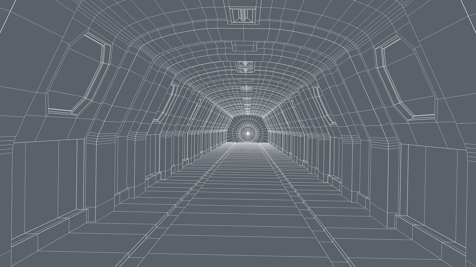 Sci Fi Tunnel Low-poly 3D model_10
