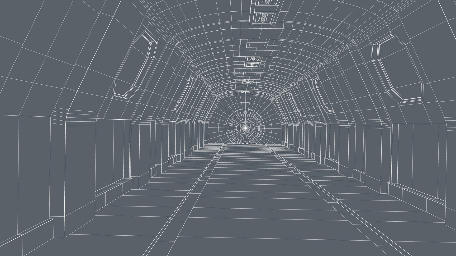 Sci Fi Tunnel Low-poly 3D model_9
