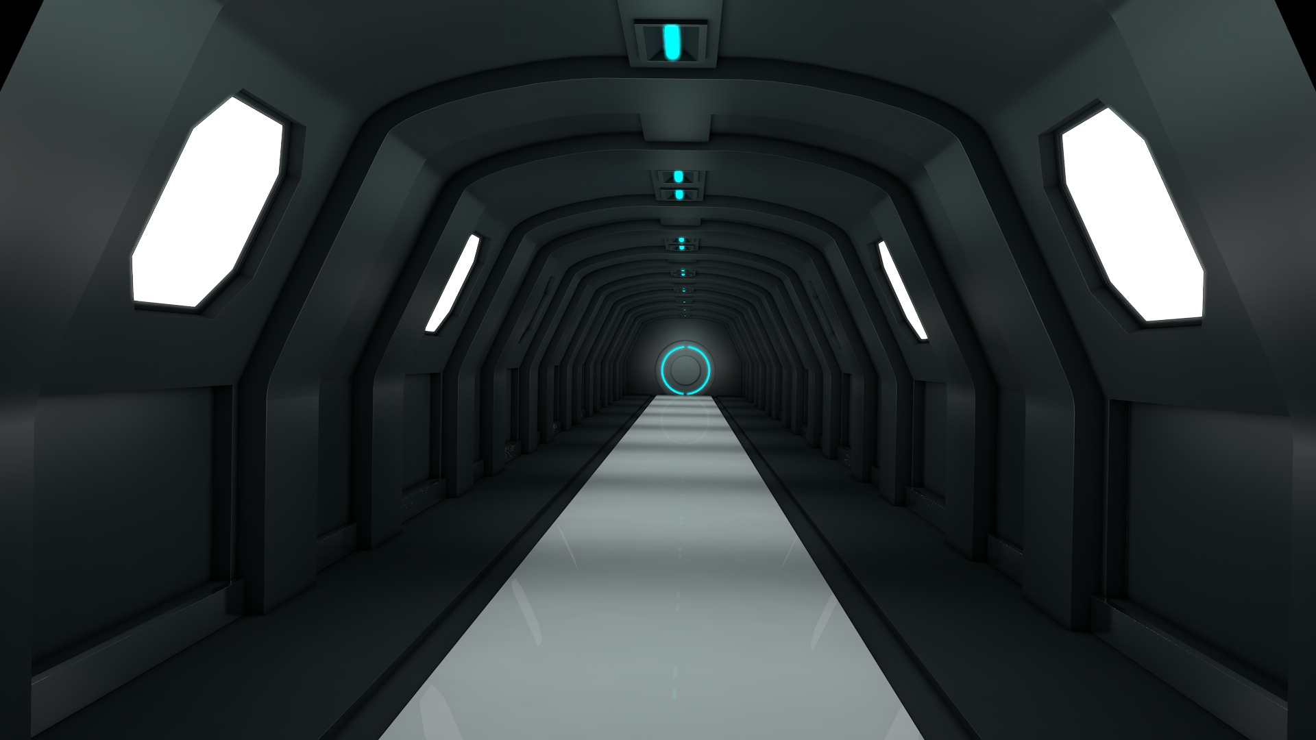 Sci Fi Tunnel Low-poly 3D model_2