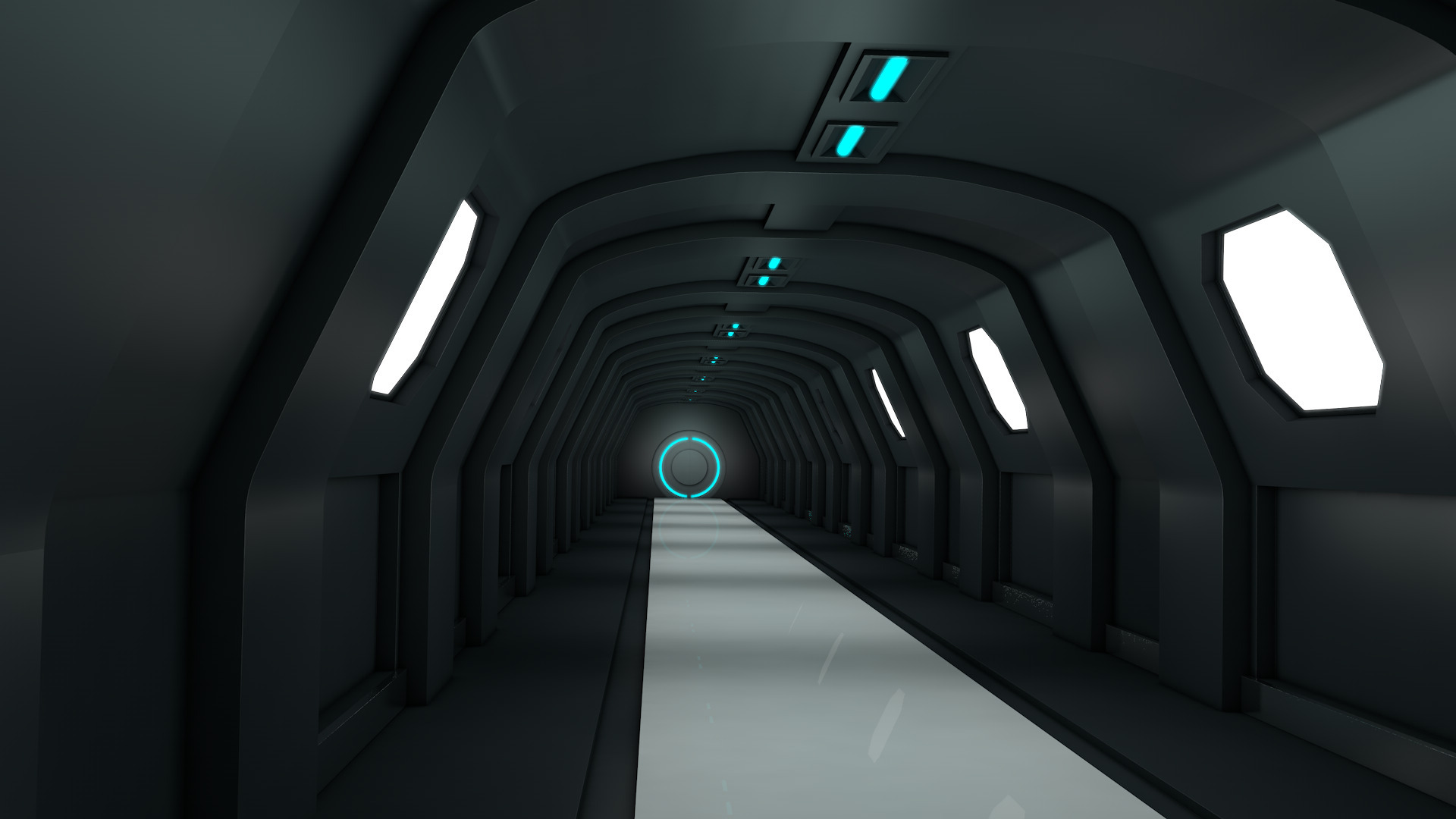 Sci Fi Tunnel Low-poly 3D model_3