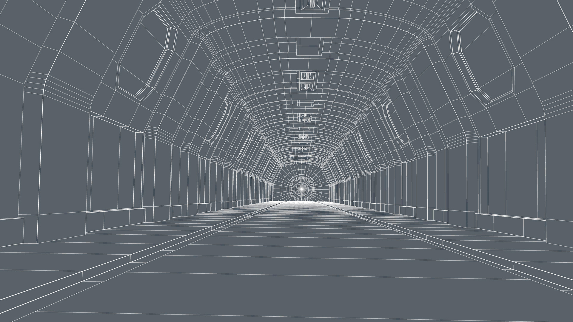 Sci Fi Tunnel Low-poly 3D model_14