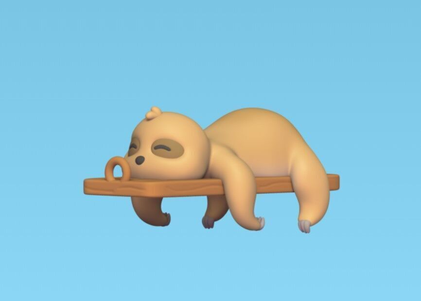 Sloth on Swing 3D print model_2