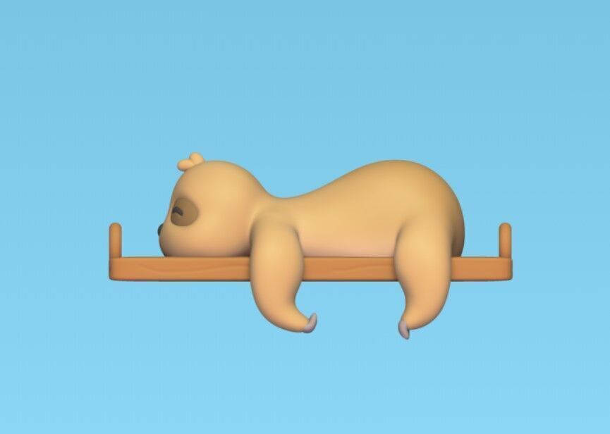 Sloth on Swing 3D print model_1