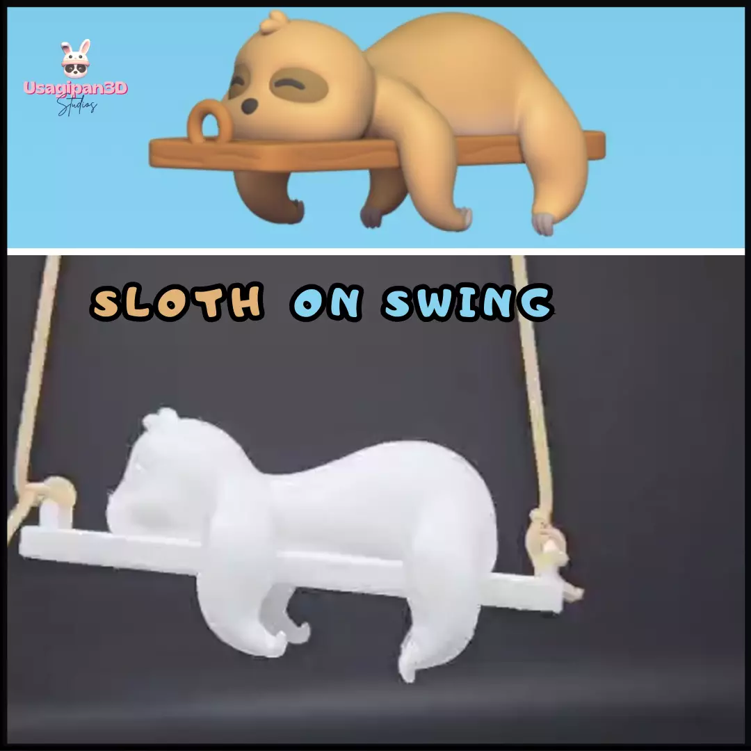 Sloth on Swing 3D print model_0