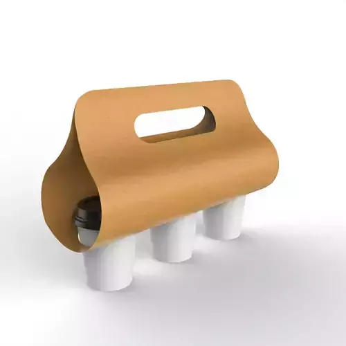 Three Coffee Cups with Kraft Paper Holder