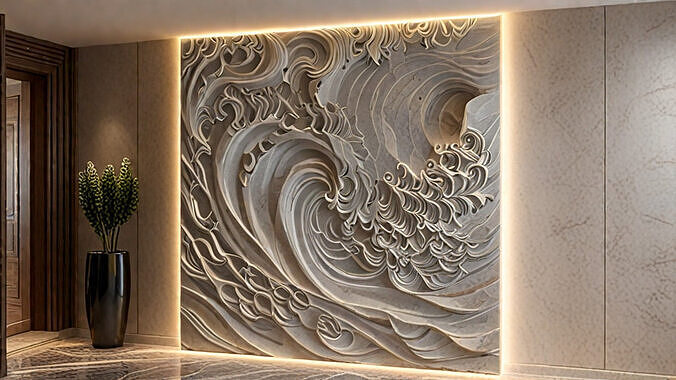 3D Wall Panel mural decor set relief stl 11 3D model