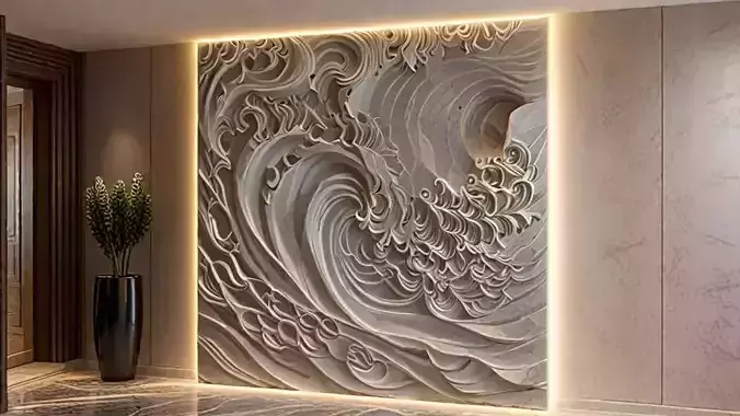 3D Wall Panel mural decor set relief stl 11