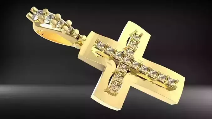 Princess cut diamonds cross