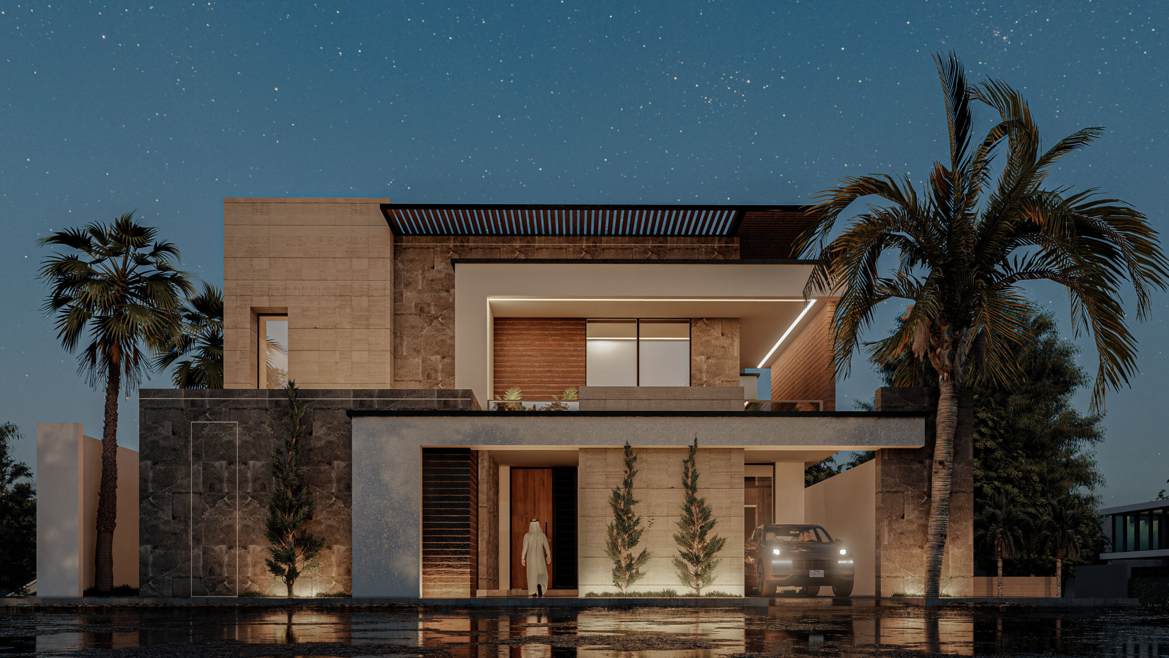 Modern Villa Design in KSA 3D model_2